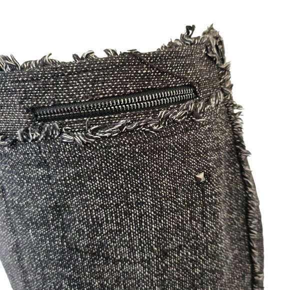 Nine West Black White Tweed Fringe Mini Skirt Sz 4 Cotton Blnd Textured Lined - Picture 4 of 10